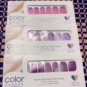 NIB 3 Packs Color Street New York Minute, Ultraviolet Agate, Til the Glitter End